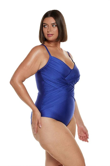 Metallic blue criss cross one piece